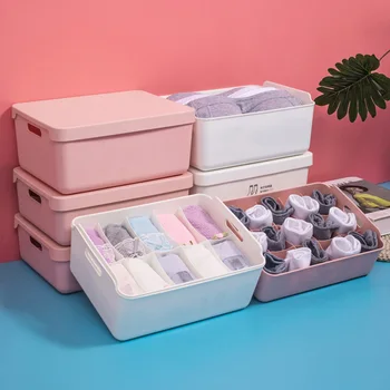 

1/10/15 Grids Underwear Underwear Organizer Box Plastic Drawer For Bras Socks Sundries Bedroom Wardrobe Storage Box With Lid