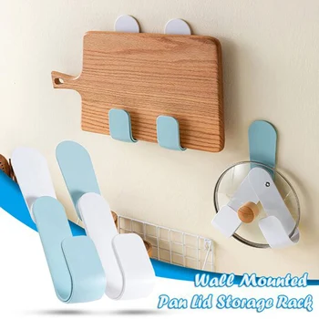 

Newly Pot Lid Rack Rotatably Adjustable Pan Cover Holder Wall Mounted Hook Tools