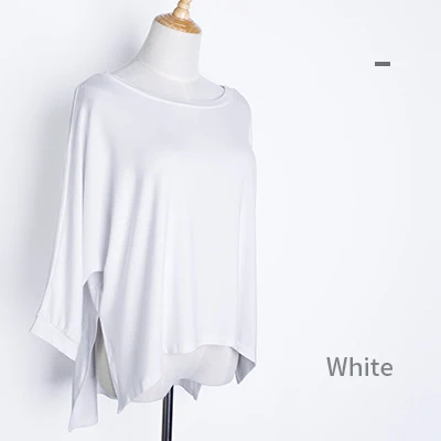 Women Batwing Blouse Half Sleeve Yoga Tops Solid Shirt Workout Cotton Shirt Plus Size Yoga Clothing - Цвет: White