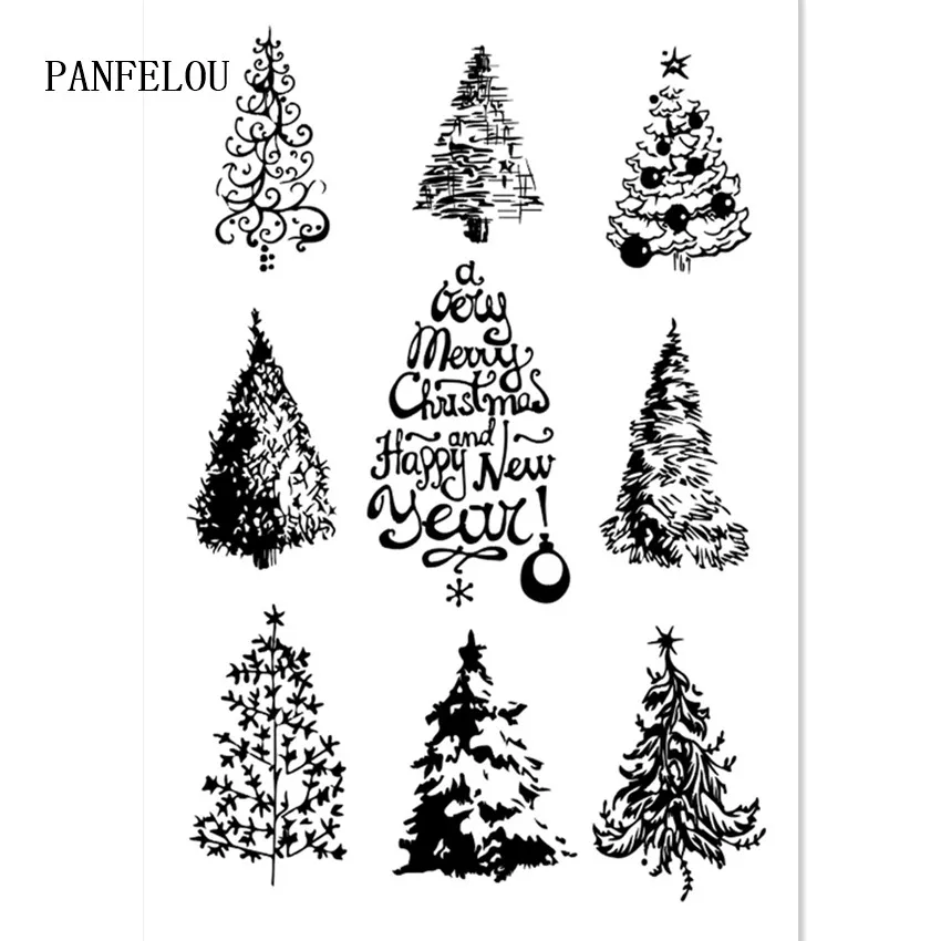 PANFELOU Happy new year Kitty 11*16 прозрачный значок Силиконовая печать DIY Скрапбукинг/фотоальбом рождественские штампы листов