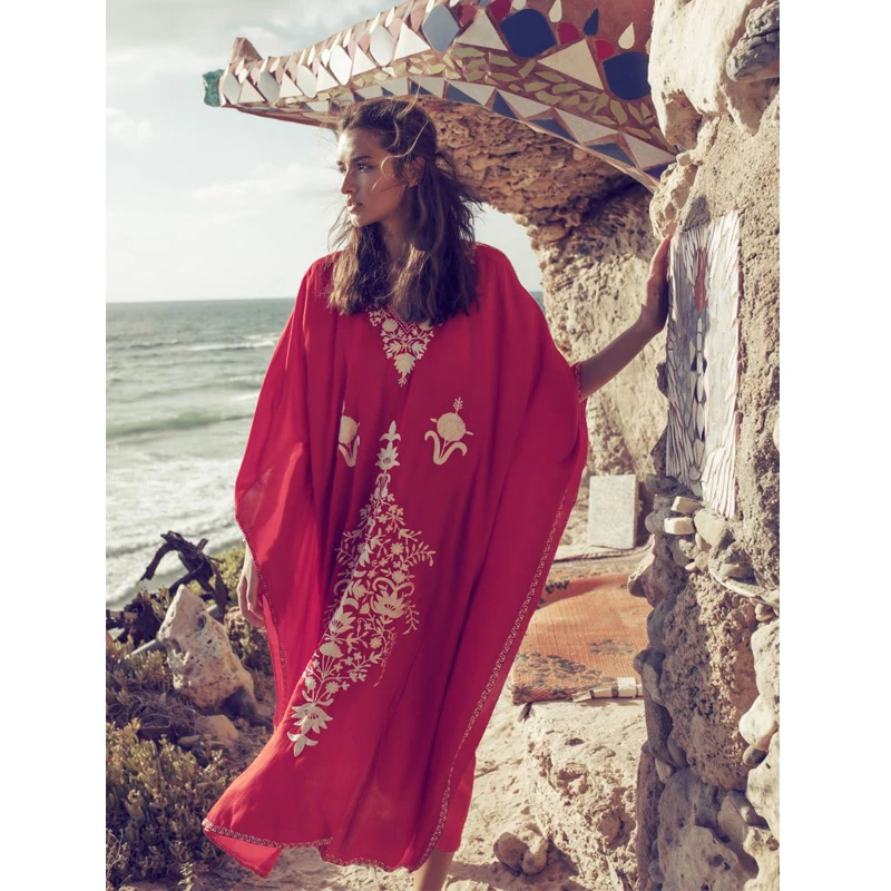Boho/летнее платье для мамы и дочки, бикини, накидка для женщин, детское пляжное свободное платье с рукавами «летучая мышь», длинное платье, купальники