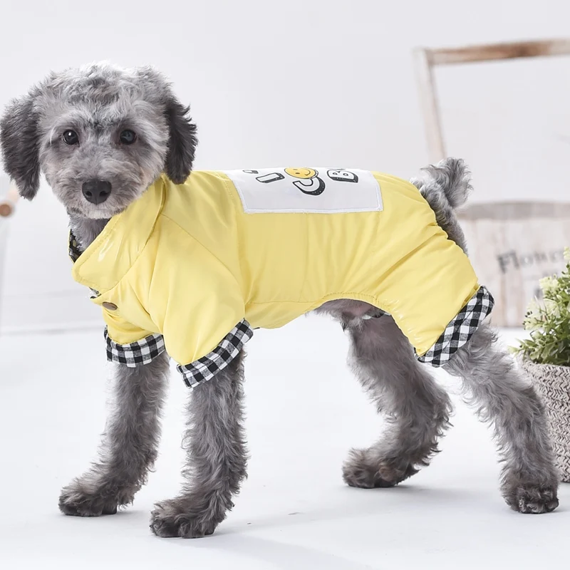 Smile Funny Dog CLothes Cool Pet Dog Costume Suit Puppy Pink Gray Red Winter Four LegsSnow Tracksuit Apparel Drop Shipping Goods