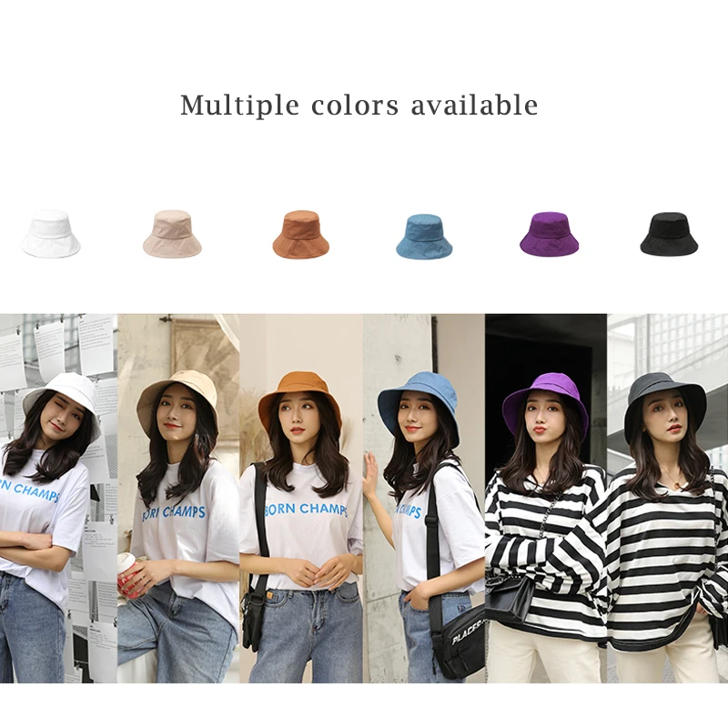 2022 New Bucket Hat Fashion Solid Color Simple Outdoor Beach Sun Hats Women Panama Cap Ladies Girls Fisherman Caps hat bucket