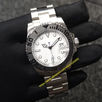 

40mm Men's Watch Aseptic Dial white Mechanical Automatic Stainless Steel Sapphire Glass 2813 Movement Ceramic Bezel N05