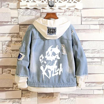 

Attack on Titan Jeans Jacket Scout Regiment Cosplay Denim Jacket Autumn Hooded Sweatshirt Outwear Coat