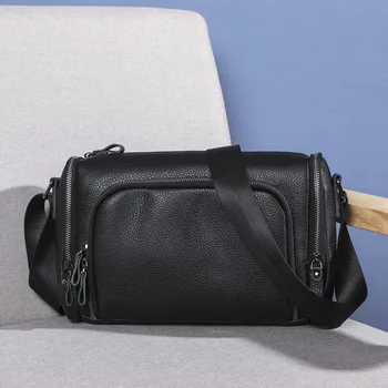 

100% leather men's bag 2020 new trendy men's shoulder bag casual messenger bag fashion cowhide large capacity Gifts for men