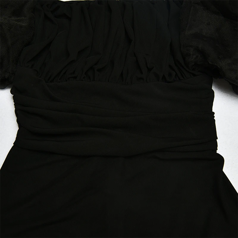 Yissang, Сексуальное Женское боди в черный горошек, с открытой спиной, кружевной топ, с пышными рукавами, элегантный комбинезон, короткий, осенний, женский комбинезон