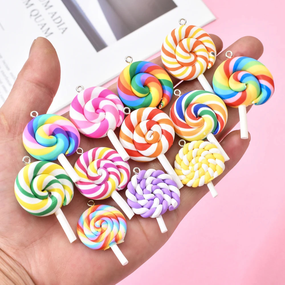 10Pcs Cute Lollipop Charms Pendants DIY Jewelry Making