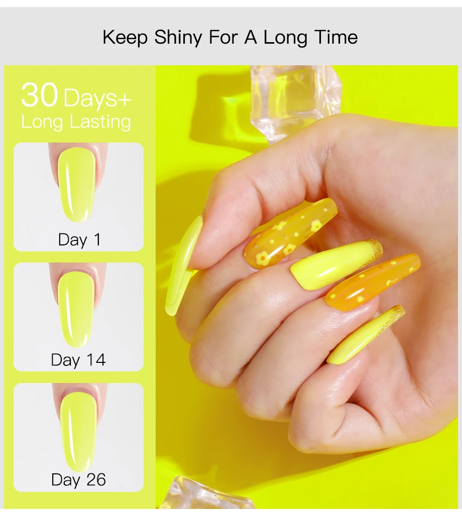 ROSALIND Nail Gel Polish Neon Luminous Hybrid Varnish Manicure Semi Permanent UV Gel Nail Art Base Top Coat Gel Nail Polish New