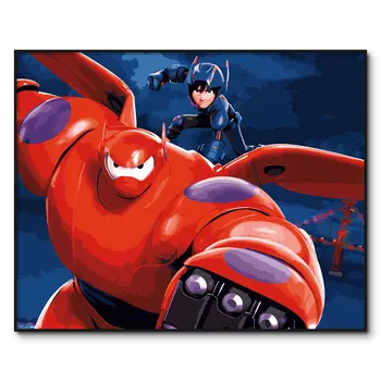 

Framed Big Hero Painting by Numbers on Canvas Baymax Poster Paint by Number kits for Adults coloring by numbers for adults