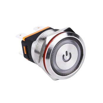 

Power Switch Ring With LED And Power Logo illuminated 22mm Stainless Steel Waterproof Metal Push Button