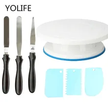 10 дюймов пластиковый поворотный стол для торта DIY инструмент для выпечки кондитерских изделий Подставка для торта Вращающийся набор для украшения торта инструмент для выпечки