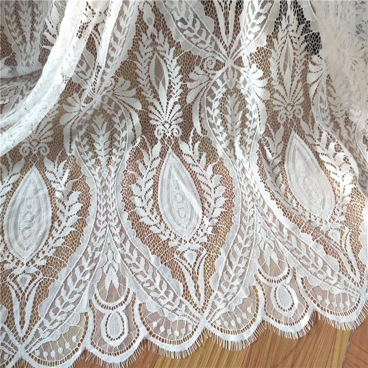 

White eyelashes lace fabric hollow dress skirt hem dress eyelash fabric full width accessories 3 meters long