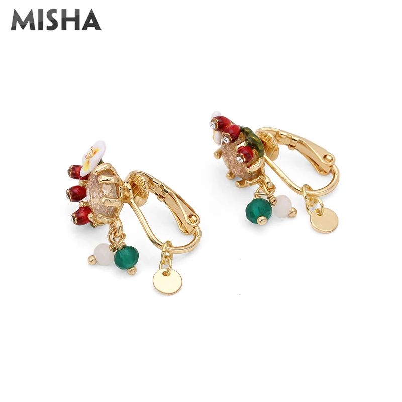 MISHA, новые серьги для женщин и девочек, дизайнерские серьги-гвоздики с имитацией драгоценных камней, романтические вечерние ювелирные изделия на свадьбу, подарки L873 - Окраска металла: Clip Earrings