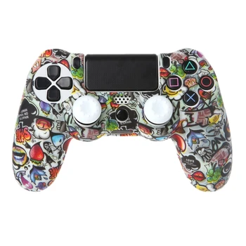 

Gamepad Controller Protective Case Silicone Sleeve Guards + 2 Grip Caps For PS4