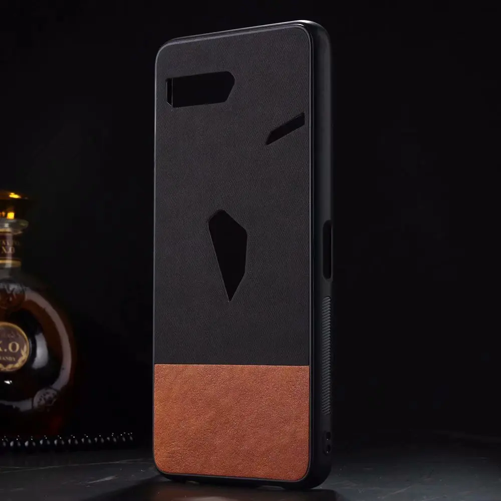 Тканевый кожаный чехол для телефона Asus ROG Phone 2 ZS660KL Splice Case для Asus ROG Phone II - Цвет: black