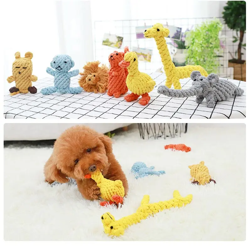 HOOPET Pet Soft Dog Toys Animal Design Cotton Dogs Rope Toy Durable Cotton Chew Training Teething Toys for Small Medium Puppy