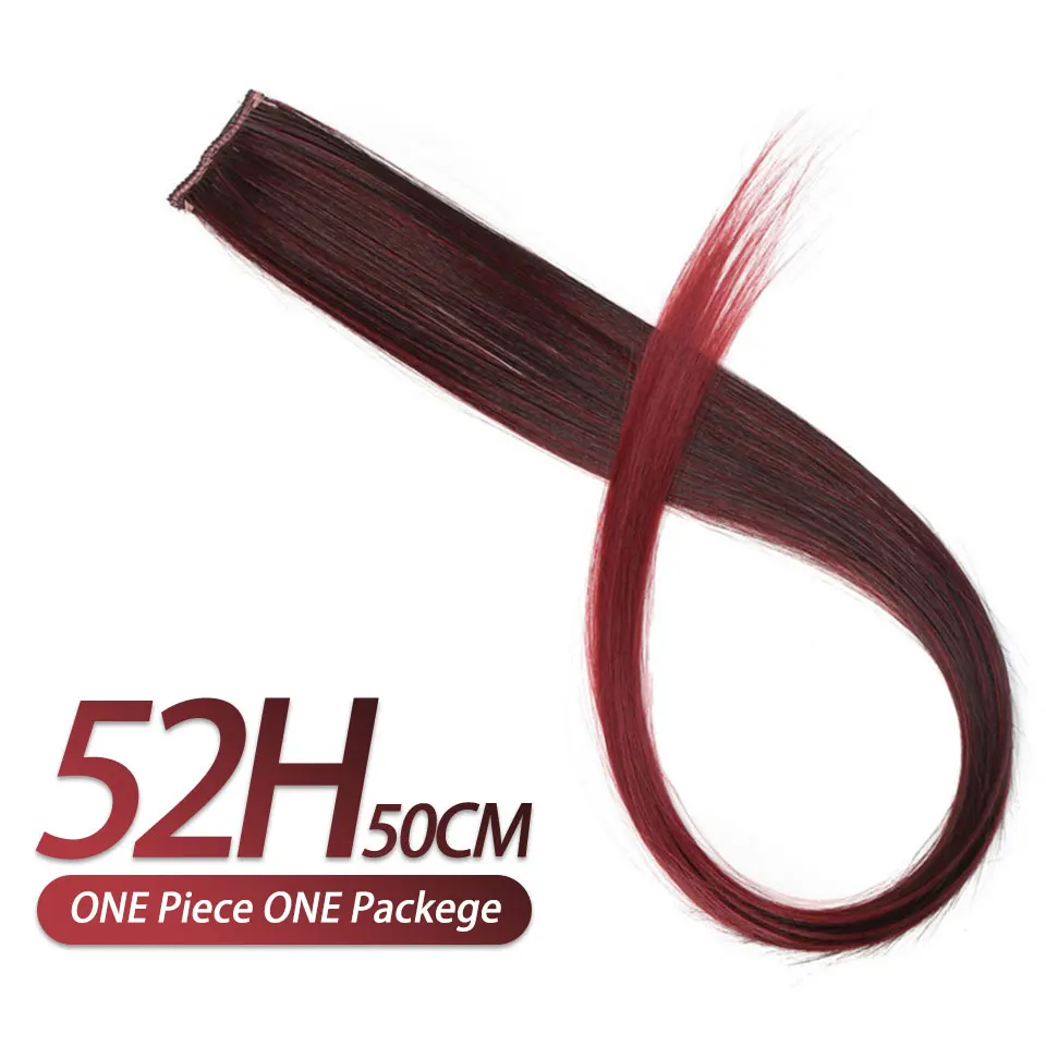 Pageup радужные накладные волосы на заколках, одна штука, синтетические накладные цветные волосы, розовые длинные 20 дюймов накладные волосы на заколках - Цвет: 52H