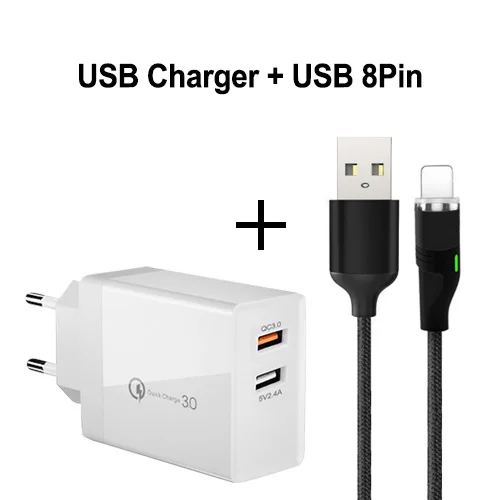 EU Plug and cable 1M PHOMAX USB зарядное устройство 3,0 240 в быстрое зарядное устройство для телефона для iPhone X xs 8 7 iPad samsung Galaxy s8 s9 s10 Galaxy HTC Xiaomi Huawei Nexus - Тип штекера: EU Plug and cable 1M