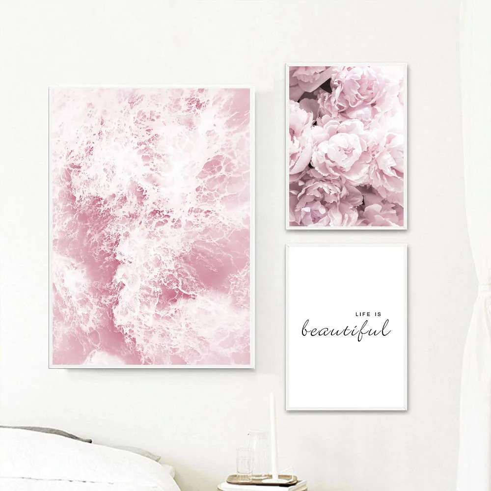 

Pink Peony Flower Decorative Pictures Wall Art Canvas Painting Poster Quotes Posters And Prints Canvas Pictures For Living Room