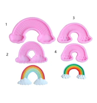 

3D Rainbow Silicone Mold Baby Birthday Party Cake Decorating Tools Fondant Mould Chocolate Candy Gumpaste Moulds Baking Molds