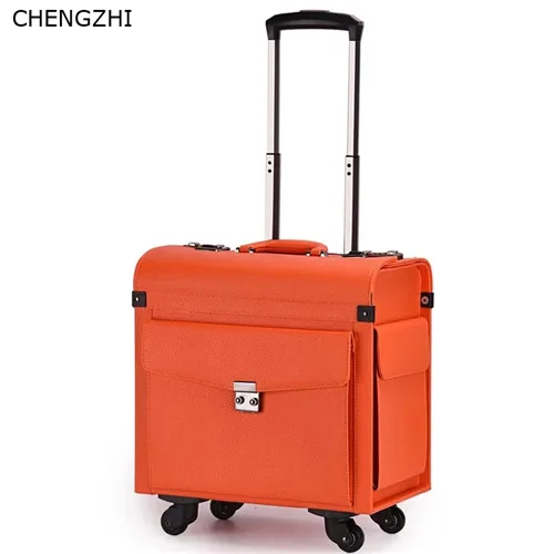 CHENGZHI 1" дюймовый самолет багаж на колесиках универсальный для женщин Ретро дорожный костюм Чехол для мужчин чехол на колесиках - Цвет: 16inch orange