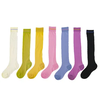 

Japanese Female Calf Socks Women Thin Silk Socks Children Korean Style Women Spring Summer Knee Socks Long Skarpetki Damskie 5 P