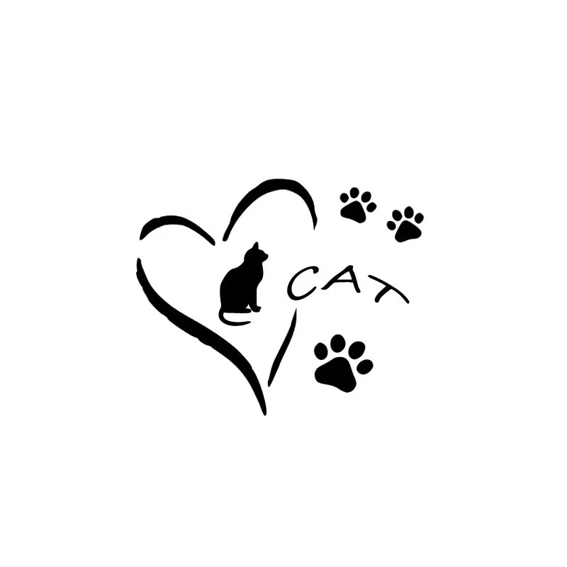 Dawasaru Love Heart Cat Paw Prints Cute Car Sticker Waterproof Decal Laptop Suitcase Motorcycle Auto Accessories PVC 14cm*11cm | Автомобили