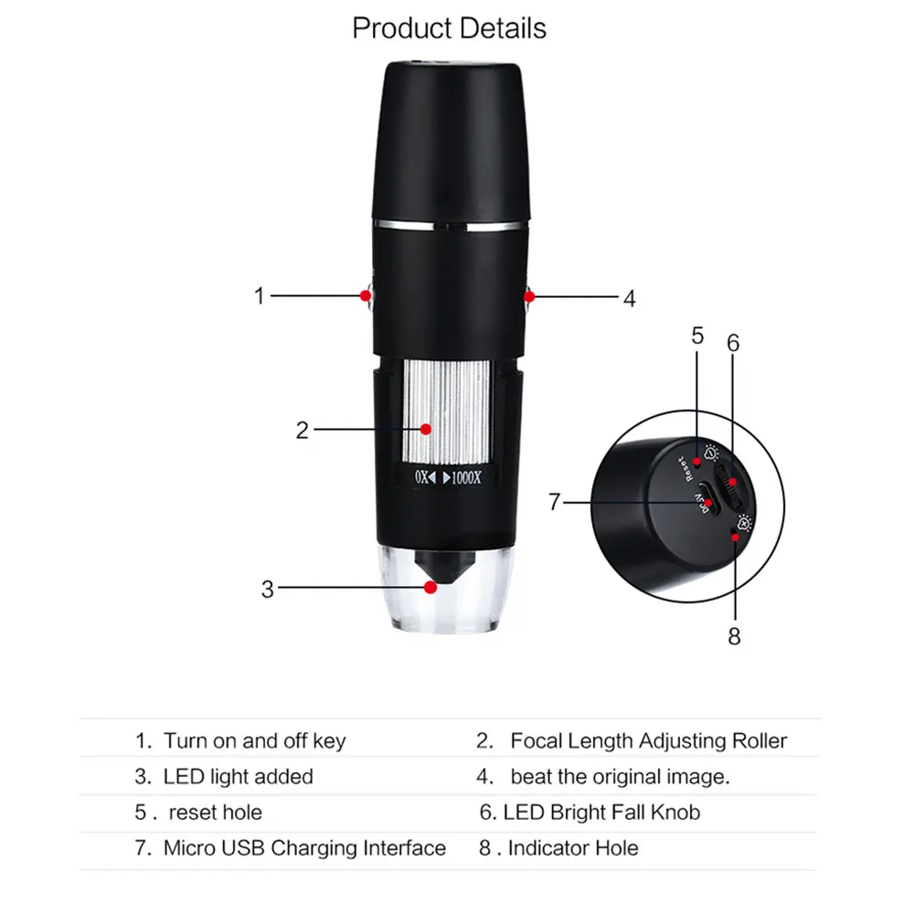 Digital Microscope Wi-Fi Microscope Electron Microscope Monitoring Mobile Phones Computers Durable Portable Ear Cleaning Tool