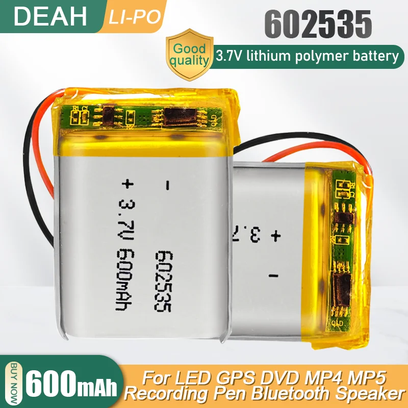 Перезаряжаемый литий-полимерный аккумулятор 602535 3 7 в 600 мАч для MP3 DVR Bluetooth