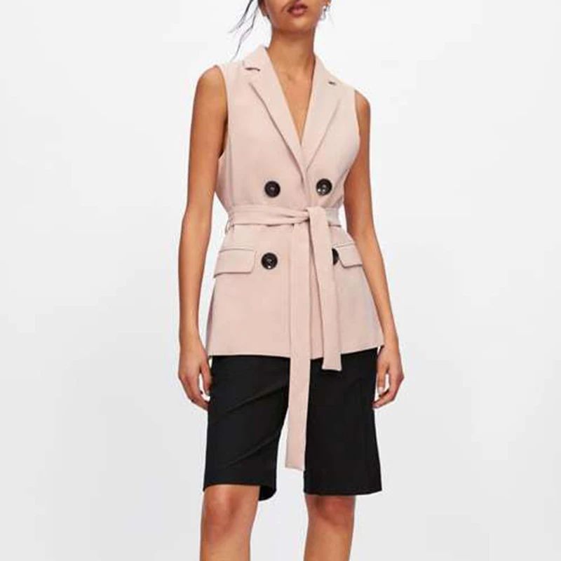 Heydress винтажный двубортный с поясом жилет женский свободный без рукавов офисный женский жилет пальто повседневная женская куртка верхняя одежда