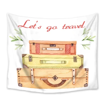 

Let's Go Travel Luggage Pattern Tapestry Wall Hanging Tapestries Bedspread Art Decor Blanket Throw Towel Window Curtain Yoga Mat