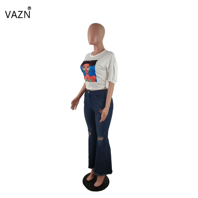 VAZN JLX8908 новые сексуальные элегантные джинсовые штаны для зрелых женщин, однотонные тонкие, значительно более популярные Джокер карман Длинные клеши