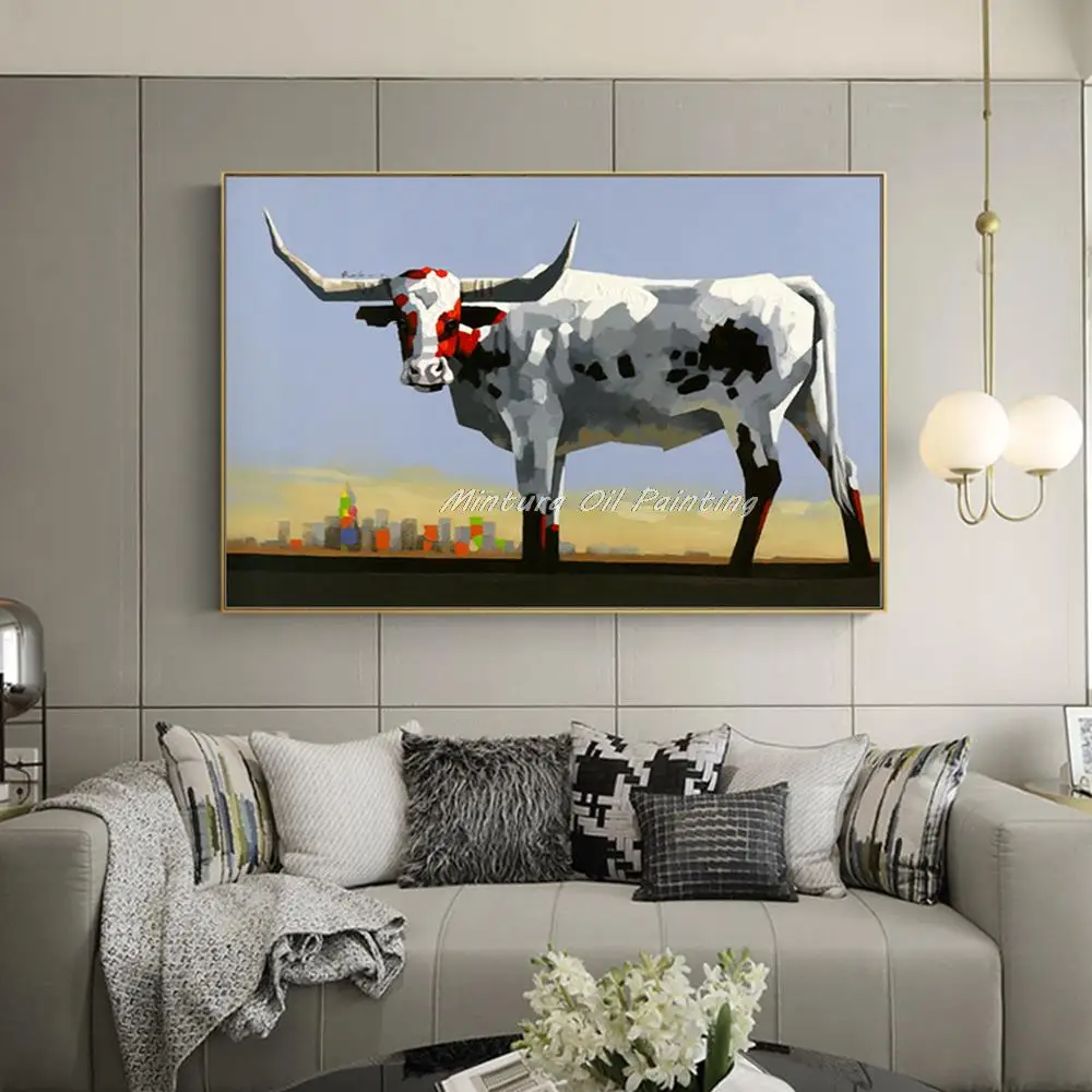

Высокое качество 100% ручная роспись Bigbuffalo абстрактная картина маслом на холсте животное холст картина украшение дома настенная живопись