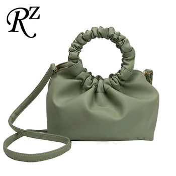 

Temperament pleated ring handbag simple solid color women bag advanced sense individual shoulder bags Korean version small bag