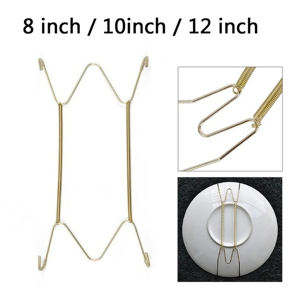 Dish Display Stand 8/10/12 Inches Wall Display Plate Dish Hangers Holder W type invisible spring hanging hook plates Home decorating porch Decor