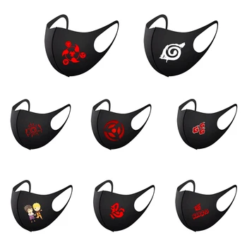 

5PC Face Mask For Adult Reusable Mascarillas Face Mouth Mask Anime Cosplay Mondkapjes Outdoor Naruto Print Black Mouth Cover