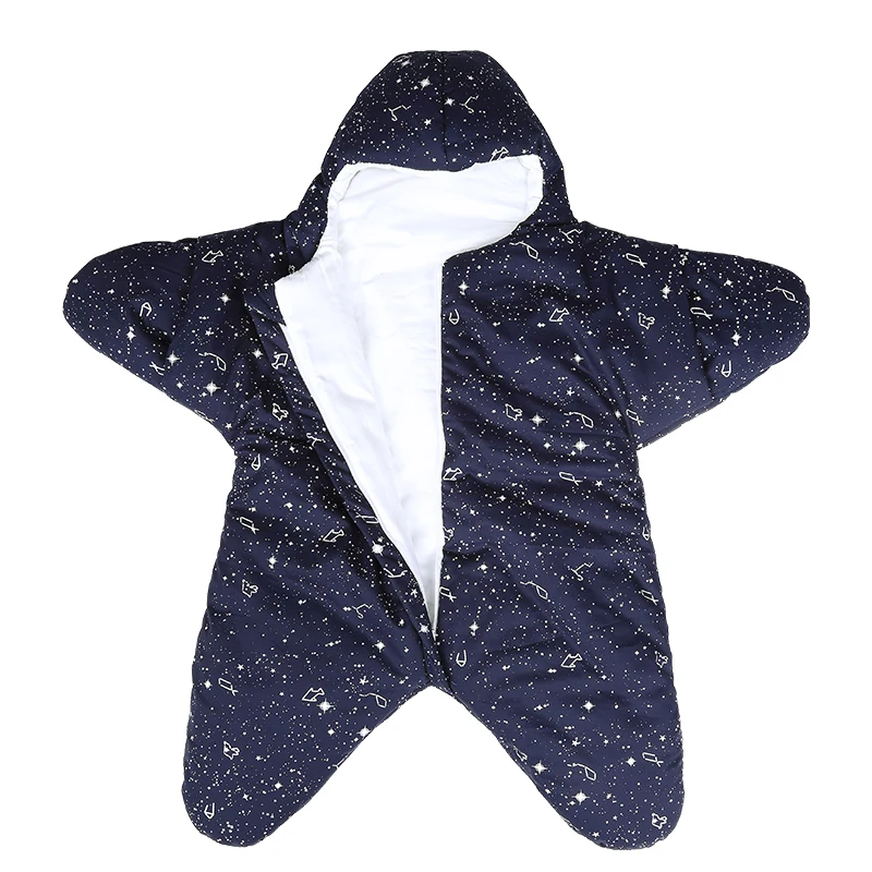 Blue velvet lining Хлопковый спальный мешок для малышей с изображением морской звезды, четыре сезона, детский спальный мешок для новорожденных, 80x73 см - Цвет: Blue velvet lining