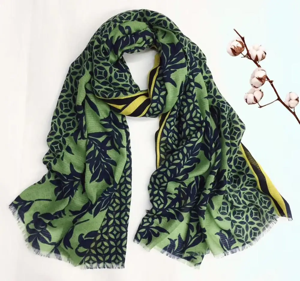 2016 New Women Cotton Leaf Print Scarf Shawls Long Soft Palm Fringe Scarves Wrap Hijab 4 Color Free Shipping |