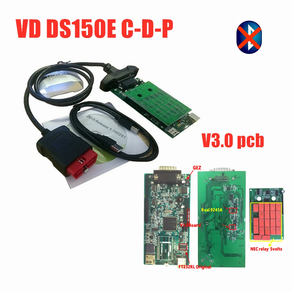 without bluetooth VD TCS C-D-P pro plus с bluetooth v3.0 pcb 2016R0/2015R3 keygen vd ds150e c-d-p для delphis obd автомобиля грузовик диагностические инструменты - Цвет: without bluetooth