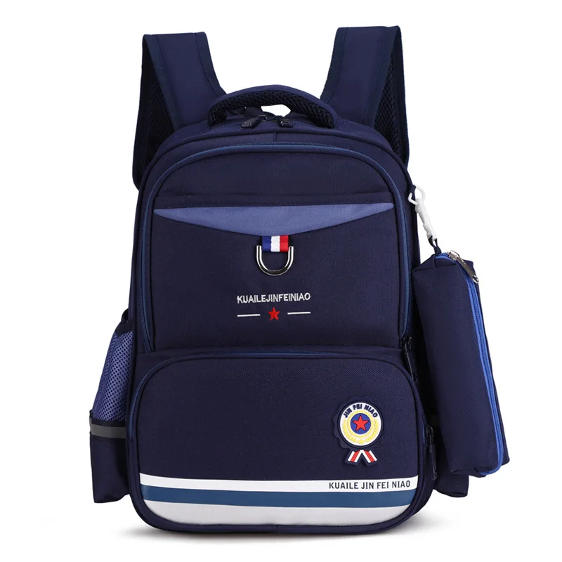 dark blue Водонепроницаемый детский школьный рюкзак Mochila Infantil, детская ортопедическая школьная сумка для мальчиков и девочек, дорожные рюкзаки bolsa escolar - Цвет: dark blue