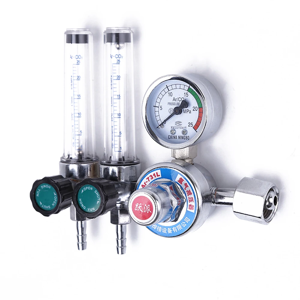 Серый Argon Regulator Double Pipe Argon Regulator Gas Pressure Reducing Valve Pressure Reducer Double flow Meter Decompression Table - Цвет: Серый