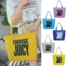 Модные футболки с буквами и Сумки-холсты Для женщин Карамельный цвет многоразовая сумка для покупок на ручке, с молнией ткань сумки bolsas reutilizables#57