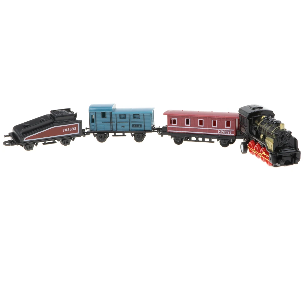 Black Mini Alloy Diecast Retro Steam Train Pull Back Car Toy Set for Kids Boys, Party Favors