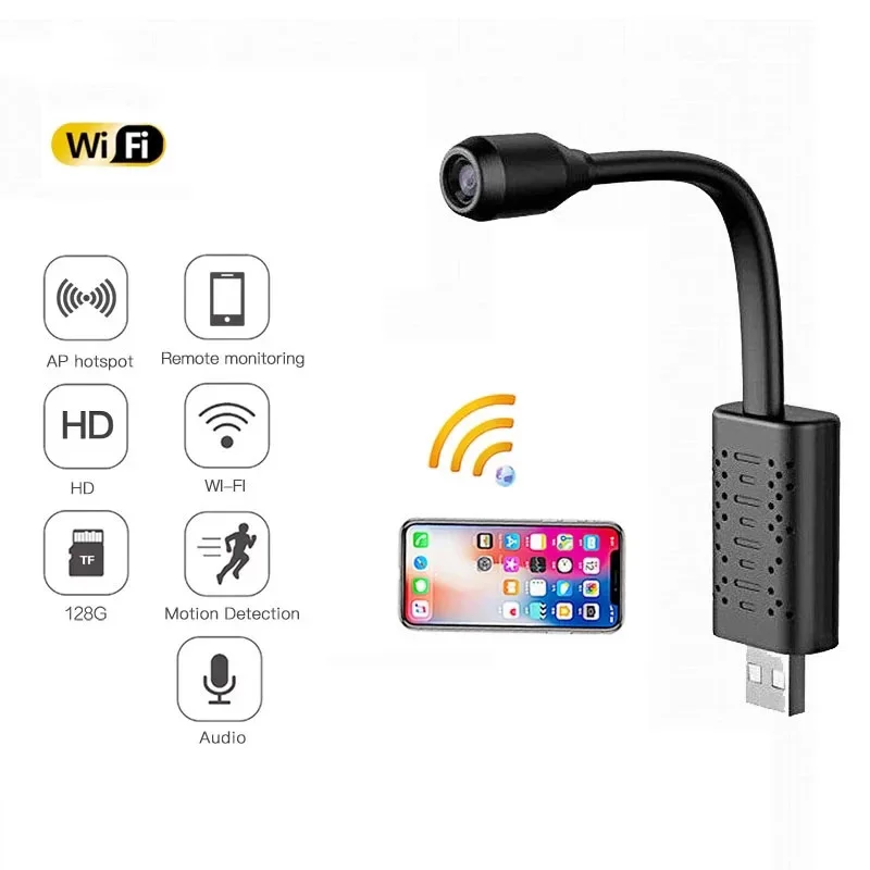 V380 USB Mini Wifi Camera Home Surveillance IP 1080P Motion Detection Micro Camcorder Small Vioce Audio DVR Recorder U21 | Электроника
