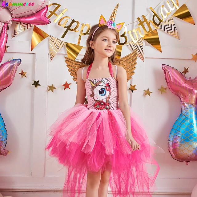 Vestido de princesa de unicornio para niña, tutú con diadema, ala, fiesta de cumpleaños, elegante, Cosplay niños, ropa de unicornio de Navidad - AliExpress Mobile