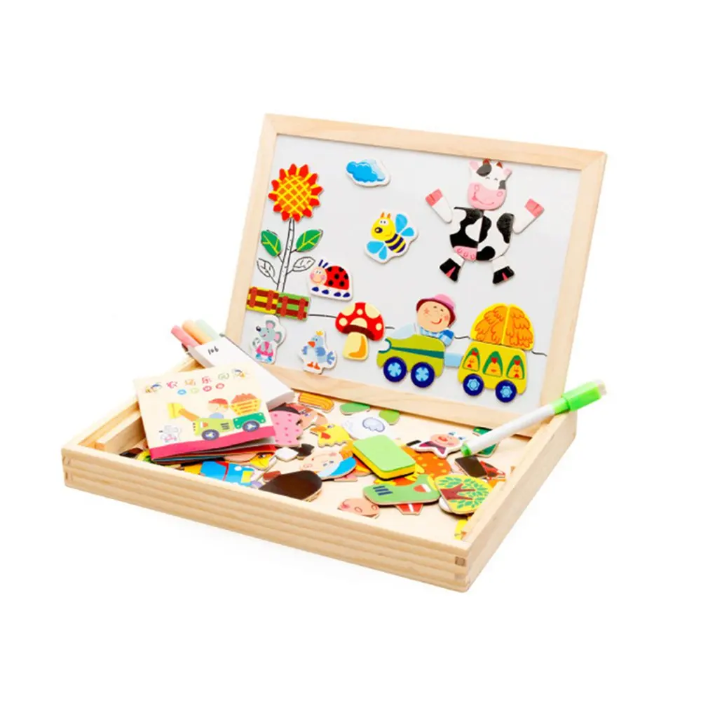 Child Happy Magnetic Spelling Wooden Children Double-Sided Drawing Board 0-3 Years Old Enlightenment Educational Toy