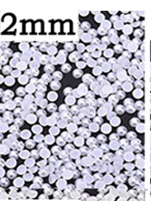 2mm-half-white 1 пакет белый/слоновая кость искусственный жемчуг бисер плоская задняя полукруглая Смешанная 2-7 мм бусины жемчуг для дизайна ногтей деко ZD26 - Цвет: 2mm-half-white