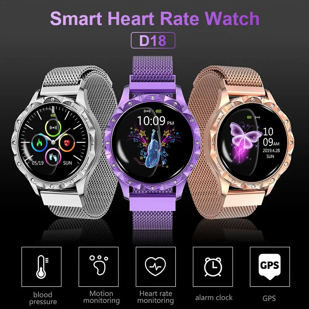 Новинка D18 Smart WatchIP67 водонепроницаемый мониторинг сердечного ритма кровяного давления отслеживание сна женский физиологический браслет-напоминатель