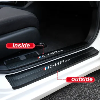 

Lsrtw2017 Fiber Leather Car Door Sill Sticker Threshold Cover Trim Protector for Toyota CHR 2017 2018 2019 2020 C-hr Accessories